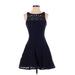 BB Dakota Casual Dress - Mini: Blue Jacquard Dresses - Women's Size 4