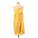 3.1 Phillip Lim Cocktail Dress - Shift Strapless Sleeveless: Yellow Print Dresses - Women's Size 4