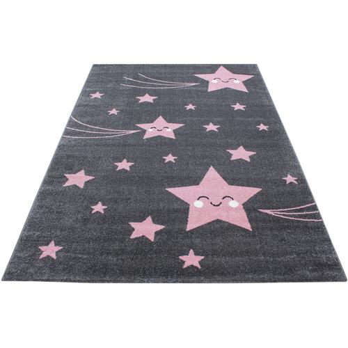 "Kinderteppich AYYILDIZ TEPPICHE ""Kids 610"" Teppiche Gr. B/L: 200 cm x 290 cm, 12 mm, 1 St., pink Kinder Motiv Sterne, Kurzflor"