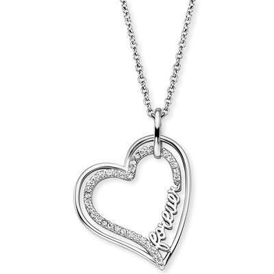 Kette mit Anhänger ENGELSRUFER "With Love, Forever, Herz, ERN-FOREVER-ZI", silber (silberfarben, kristallweiß), Halsketten, Damen, Silber 925 (Sterlingsilber), L: 50cm B: 1,33mm, mit Zirkonia (synth.), B:1,33mm Image
