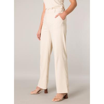 Stoffhose BASE LEVEL, Damen, Gr. 44, Länge 32, beige, Stoff, Obermaterial: 77% Viskose, 20% Nylon, 3% Elasthan, unifarben, casual, normal, Hosen, mit Schlag und Elasthan Image
