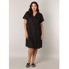 Tunikakleid BASE LEVEL CURVY "Yacinthe", Damen, Gr. 54/56, N-Gr, schwarz, Web, Obermaterial: 55% Leinen, 45% Viskose, casual, gerade knielang, Serafino, Kurzarm, Kleider, Sommerkleid mit Leinen