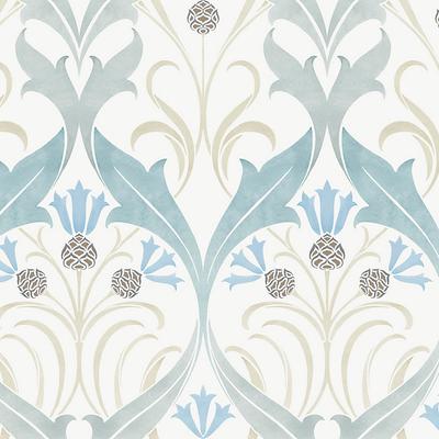 Graceful Ribbons Wallpaper - Teal - Ballard Designs