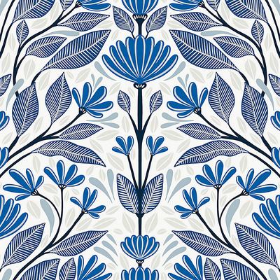 Seaside Botanicals Wallpaper - Blue/White - Ballard Designs