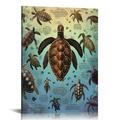 JEUXUS Types of Sea Turtles Tin Sign Knowledge Popular Science Poster Aquarium Bedroom Garden Garage Bar Club Restaurant Bedroom Cafe Wall Decoration