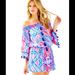 Lilly Pulitzer Dresses | Lilly Pulitzer "Joelle" Off The Shoulder Tunic Dress Printed Smocked Xxs | Color: Pink | Size: Xxs