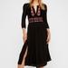 Free People Dresses | Free People, Midi Dress With Pockets, Velvet Detailing, Size S | Color: Black | Size: S