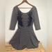 Free People Dresses | Free People Navy Blue And Cream Striped Dress With Lace Size Medium | Color: Blue/Cream | Size: M