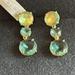J. Crew Jewelry | J. Crew Nwt Green Crystal Drop Pierced Earrings 3 Tier Shades Of Green O | Color: Gold/Green | Size: Os
