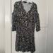 Jessica Simpson Dresses | Jessica Simpson Smocked Floral Print Button Front Dress Black M(8) | Color: Black/Blue | Size: 8g