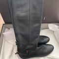 Gucci Shoes | Gucci Praga Black Leather Flat Rubber Sole Knee High Zip Back Boot. Size 41 | Color: Black | Size: 41