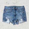 American Eagle Outfitters Shorts | American Eagle Outfitters Super Stretch Hi-Rise Shortie Cut-Off Denim Shorts | Color: Blue | Size: 00