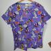 Disney Tops | Disney Lg V Neck Halloween Mickey Scrub Top | Color: Black/Purple | Size: L