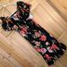 Lularoe Dresses | Lularoe Velvet Like Floral Print Boho Ruffle Collar Off Shoulder Dress Sz Sm | Color: Black/Red | Size: S