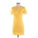 H&M Casual Dress - Bodycon Crew Neck Short sleeves: Yellow Print Dresses - Women's Size X-Small