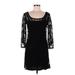 Express Casual Dress - Party Scoop Neck 3/4 sleeves: Black Solid Dresses - Women's Size Medium