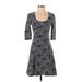 Sunny Girl Casual Dress - Fit & Flare: Gray Jacquard Dresses - Women's Size Small