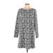 Ann Taylor LOFT Casual Dress: Gray Floral Motif Dresses - Women's Size Large