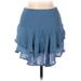 Shein Casual Mini Skirt Mini: Blue Solid Bottoms - Women's Size Medium