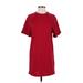 Forever 21 Casual Dress - Shift Crew Neck Short sleeves: Burgundy Print Dresses - Women's Size Small