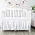 White Crib Skirt Four Fabric Sides Elastic Wrap Around Dust Ruffled Solid Bed Skirts Easy On/Easy Off, Bedding Dust Ruffle for Baby Girls and Baby Boys, Fit All Standard Crib Bed,White, Microfiber.