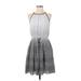 Banana Republic Casual Dress Crew Neck Sleeveless: Gray Print Dresses - Women's Size 4