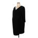 Motherhood Casual Dress - Mini V-Neck Long sleeves: Black Solid Dresses - Women's Size 2X Maternity