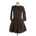 Gap Cocktail Dress - A-Line Crew Neck 3/4 sleeves: Brown Print Dresses - Women's Size 8