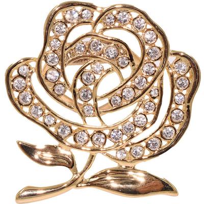 Tuchring FIRETTI "Schmuck Geschenk Ansteckschmuck Schalclip Rose" Broschen goldfarben (gelbgoldfarben-kristallweiß + kristallweiß) Damen mit Zirkonia (synth.)