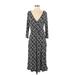 NY Collection Casual Dress - Midi Plunge 3/4 sleeves: Black Dresses - Women's Size Small