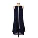 Monteau Casual Dress - A-Line Crew Neck Sleeveless: Blue Solid Dresses - Women's Size Small