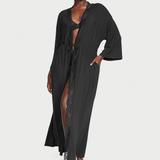Women's Victoria's Secret Modal & Lace Trim High-Slit Maxi Robe