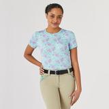 Piper SmartCore Short Sleeve Crew Neck Sun Shirt - XL - Light Electric Blue Blooming Floral - Smartpak