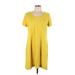 Lou & Grey for LOFT Casual Dress - Shift Scoop Neck Short sleeves: Yellow Print Dresses - Women's Size Large