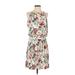 White House Black Market Casual Dress Keyhole Sleeveless: White Floral Dresses - Women's Size Small