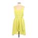 Hinge Casual Dress - High/Low Scoop Neck Sleeveless: Yellow Print Dresses - Women's Size Medium