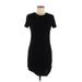 Forever 21 Casual Dress - Bodycon Crew Neck Short sleeves: Black Print Dresses - Women's Size Medium