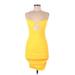 Tiger Mist Casual Dress - Bodycon Plunge Sleeveless: Yellow Print Dresses - Women's Size Medium