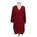 Madewell Casual Dress - Shift V-Neck 3/4 sleeves: Burgundy Solid Dresses - Women's Size 2X-Small