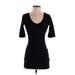 Venus Casual Dress - Bodycon Scoop Neck Short sleeves: Black Print Dresses - Women's Size X-Small