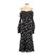 La Maison Talulah Casual Dress - A-Line Sweetheart 3/4 sleeves: Black Floral Dresses - Women's Size Medium