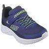 Sneaker SKECHERS "MICROSPEC II", Kinder, Gr. 35, bunt (navy, limette), Textil, Synthetik, sportlich, Schuhe, Freizeitschuh mit Klettverschluss, Größenschablone zum Download