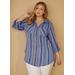 Plus Size Striped Cotton Hi Low Shirt