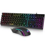 Gaming Keyboard and Mouse Combo RaceGT Gaming Wired Large Compact Full Keyboard RGB Backlit 7 Button 6400DPI Wired Gaming Mouse PC Accessories Compatible for Computer PC Laptop