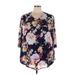 Croft & Barrow Short Sleeve Blouse: Black Floral Tops - Women's Size 3X