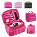 Travel Makeup Organizer Foldable Stripe Rhombic Makeup Bag Storage Bag Large Capacity Waterproof Travel Cosmetic Case Box Portable Train Cases for Cosmetics Brushes Toiletries Gift for Women