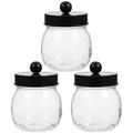 Cotton Pad Organizers Swab Dispenser Glass Storage Jar with Lid Cover Cosmetic Stainless Steel 3 Pcs