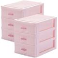 2 Pcs Plastic Drawers Pink Storage Drawers Plastic Drawer Organizer Drawers Desktop Drawer Makeup Sundry Boxes Office