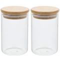 2 Pcs Glass Jar with Lid Dresser Desk Vanity Organizers And Storage Jars With Lids Glass Storage Jar Cosmetic Cotton Swab Storage Box Cotton Ball Sealed Jar Bamboo Glass