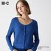 Women's Lace Round Neck Long-Sleeve Short Cardigan | Blue | Small | UNIQLO US